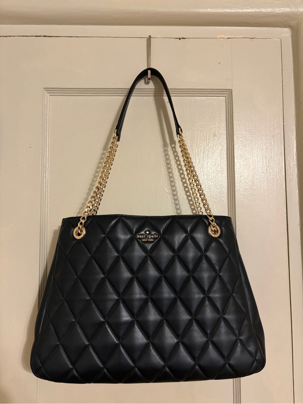 Kate Spade Carey Quilted Black Chain-Handle Tote
